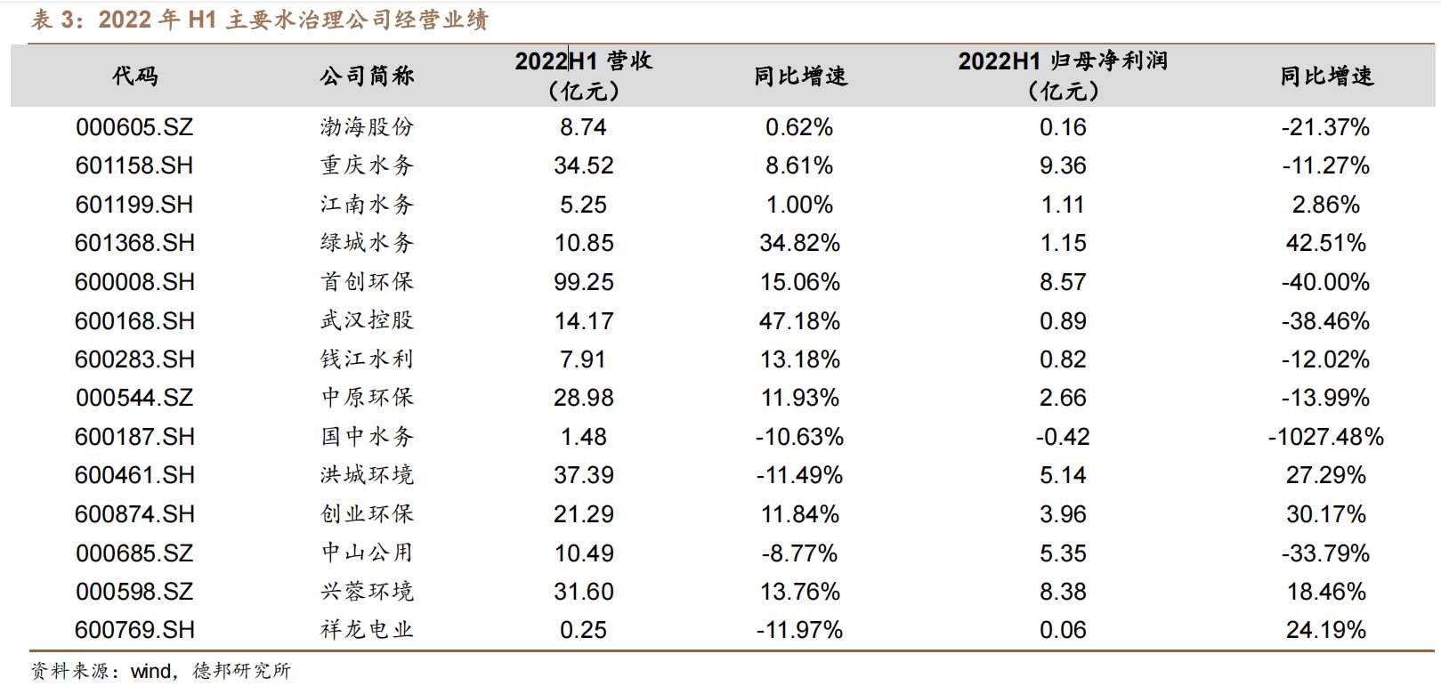 2022 年 H1 主要水治理公司经营业绩.png